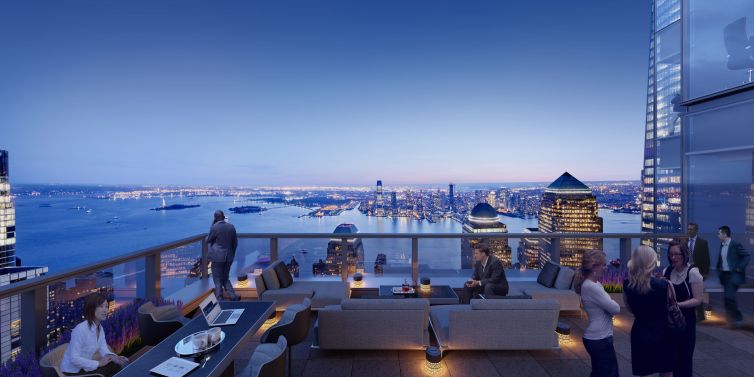The views from 3 World Trade Center's terrace on the 60th floor, which could become an outdoor lounge for a company. 