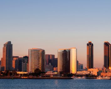 San Diego skyline at sunset