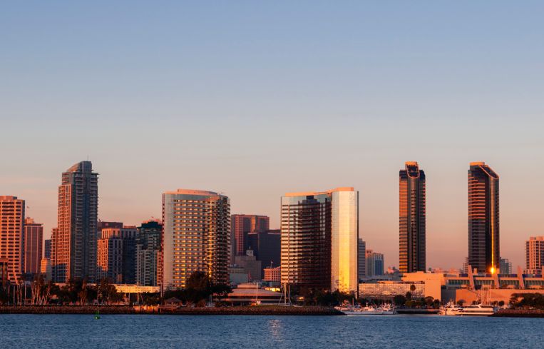 San Diego skyline at sunset