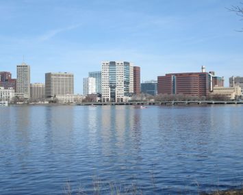 Kendall Square in Cambridge, Mass. Seen from the Charles River.