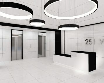 A rendering of the redesigned lobby of 251 West 30th Street.