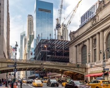 SL Green Realty's One Vanderbilt office development rises next to Grand Central Terminal in Midtown.
