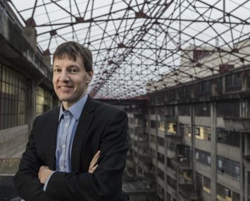 EDC CEO James Patchett poses at the Brooklyn Army Terminal, one of his agency's biggest projects.
