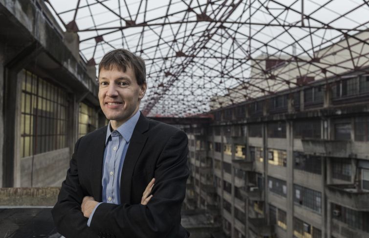 EDC CEO James Patchett poses at the Brooklyn Army Terminal, one of his agency's biggest projects.