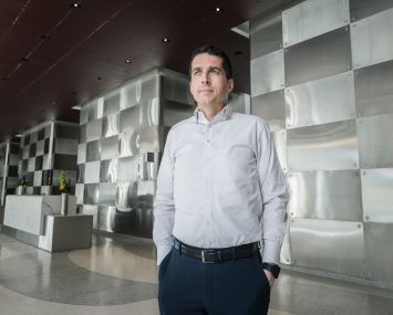 Daniel Moore in the revamped lobby of 1271 Avenue of the Americas.