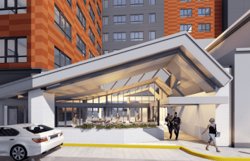A rendering of the Pod Hotel in Philadelphia. 