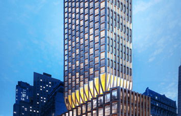 A rendering of 211 West 54th Street, as Extell had envisioned it before the company tried to sell the lot.