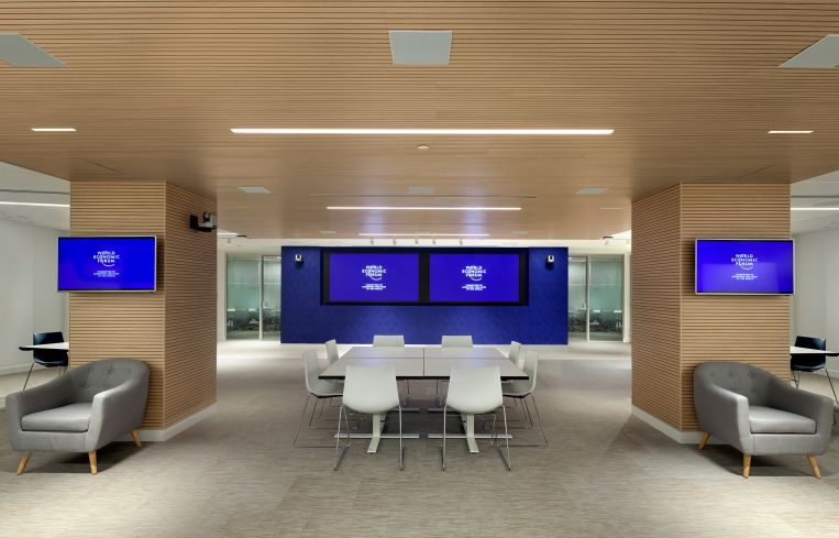 Open spaces for more interaction are featured in the office.