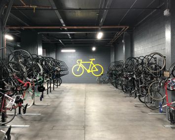 The bike room has 150 racks.