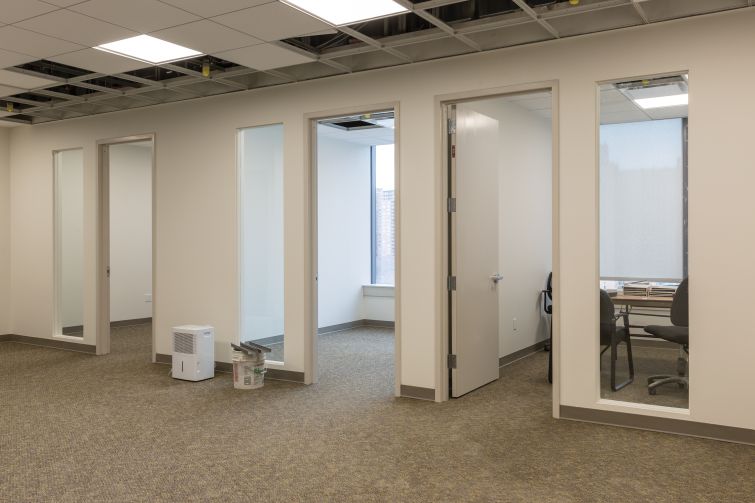 Model office spaces on the fourth floor at 626 Sheepshead Bay Road.