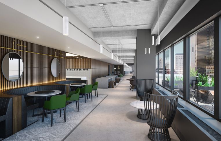 Seating near the coffee bar area.