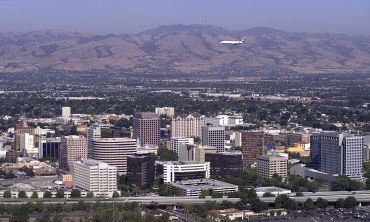 An aerial view of downtown San Jose.