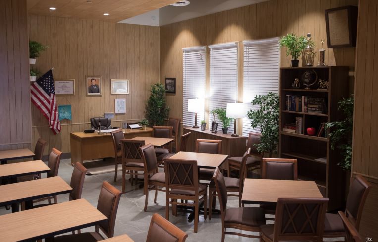 To the principal's office with you! Or the corner of the dining room where there's a replica of Principal Belding's office.