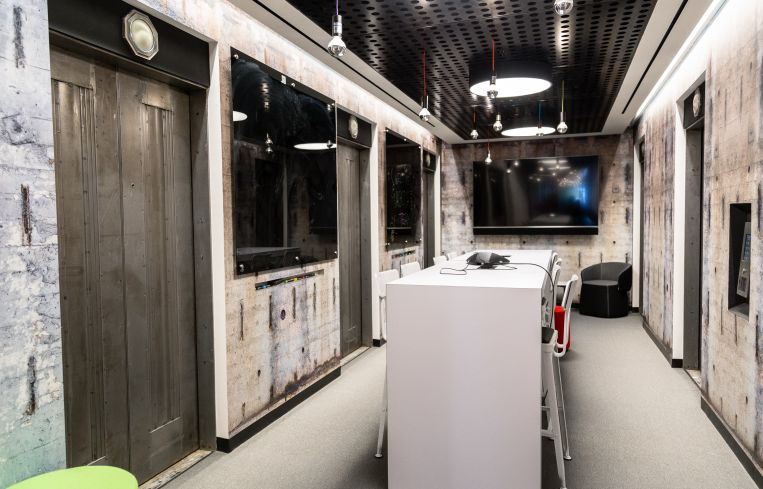 Agoda's locked think tank room, which was created from a deactivated elevator bank.
