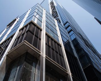 A close-up view of 3 World Trade.
