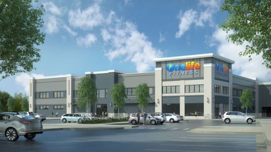 Rendering of OneLife Fitness at Research Row Retail Center in Rockville, Md. 