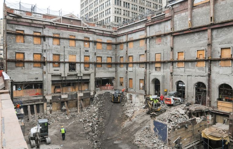 Construction work on the old Tammany Hall at 44 Union Square East.