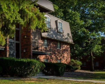 One of 44 buildings within the Park West Apartments complex at 1800 Park West Boulevard in Griffith, Ind.