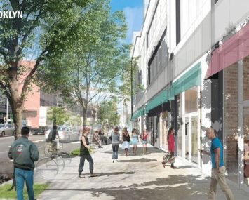 A street-level rendering of the new Brooklyn Detention Complex planned in Boerum Hill.