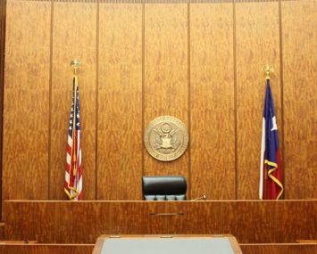 A courtroom in Bob Casey Federal Courthouse in Houston.