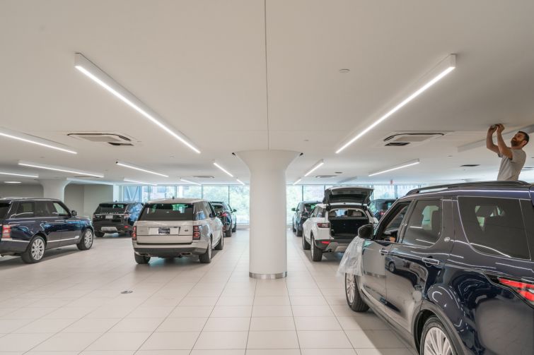 The Land Rover showroom on the third floor of 787 11th Avenue.