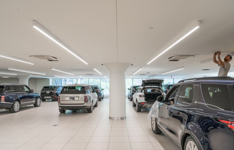 The Land Rover showroom on the third floor of 787 11th Avenue.