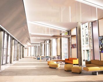 A rendering of the lobby at the Wolkoff family's 5Pointz Towers in Long Island City, Queens.