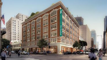 Rendering of 712 South Olive Street in downtown Los Angeles, where PK Holdings took over a 34,000-square-foot retail lease earlier this year. 