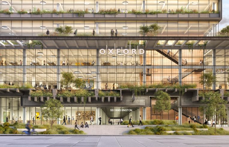 A rendering of the future main entrance at St. John's Terminal, located on West Houston Street.