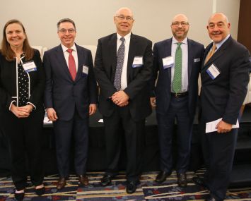 The "Battle Royale" panelists. From Left to Right: Elaine Scivetti, Greg Murphy, Jay Arvai, Greg Michaud and Joseph Iadarola.
