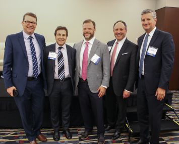 The "Owner's Perspective" Panelists. From Left to Right: Brian Gould, Gary Block, Matthew Pestronk, Jeffrey Keitelman and Oliver Carr.