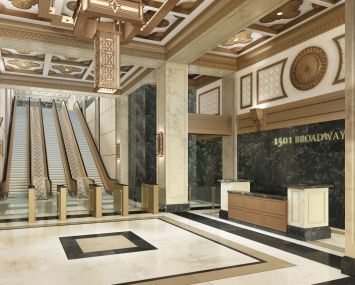 The new lobby at 1501 Broadway.