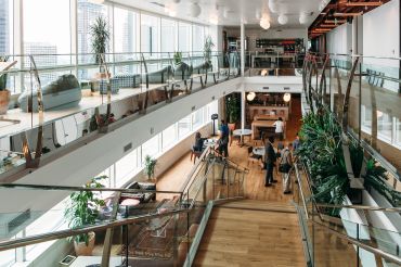 The common area at WeWork Gas Tower in downtown Los Angeles. 