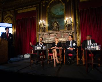 Left to right, Mark Edelstein, Jeff DiModica, Greta Guggenheim, Ronnie Levine and Chad Tredway.