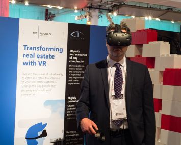 An attendee testing out The Parallel's virtual reality software at MIPIM PropTech Summit.