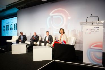 From left: Chris Marlin, president of Lennar International, Scott Rechler, CEO of RXR Realty and Ric Clark, chairman of Brookfield Property Partners at a panel at MIPIM PropTech Summit moderated by Chantal Clavier of Heidrick & Struggles.