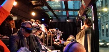 JLL gave ICSC attendee's the feeling of flying on The Ride bus tour.