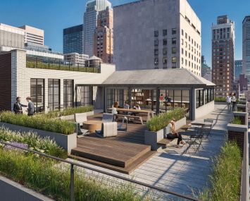 A rendering of what Harman's outdoor space could look like at 19 West 44th Street.