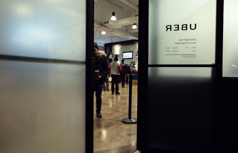 Uber operates its driver service center on the second floor of the Falchi Building.