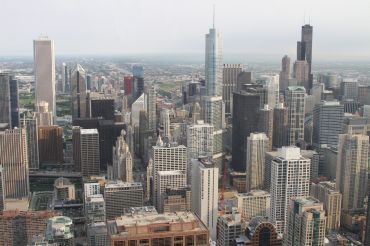 An aerial view of Chicago. 