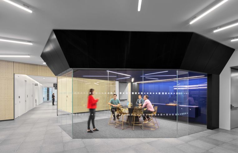 Kantar also got a black and blue accented conference room.