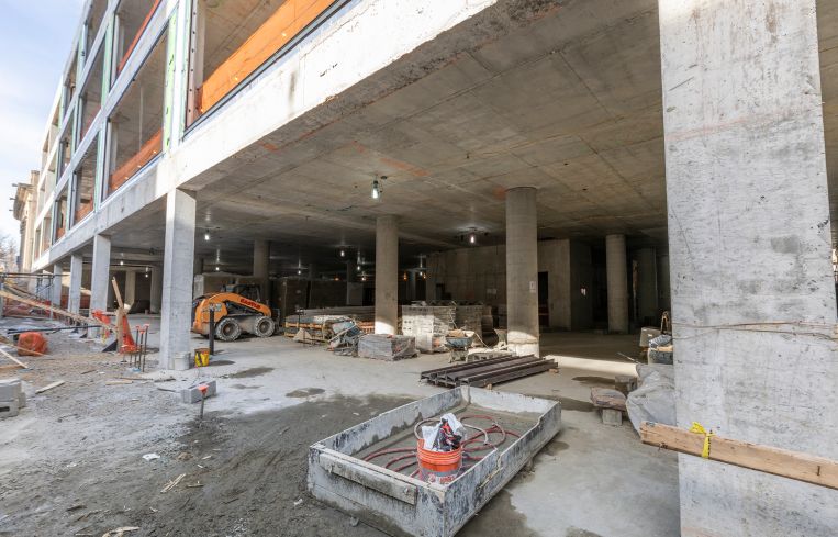 The entrance for the commercial office floors in The Dime will likely be on the South 5th Street side of the complex.