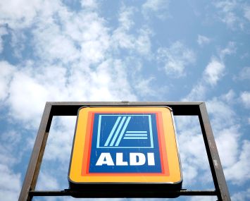 The sign of an Aldi store in Alexandria, Va.