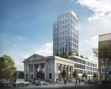 A rendering of the Dime, a new mixed-use development under construction at 263 South 5th Street in Williamsburg.