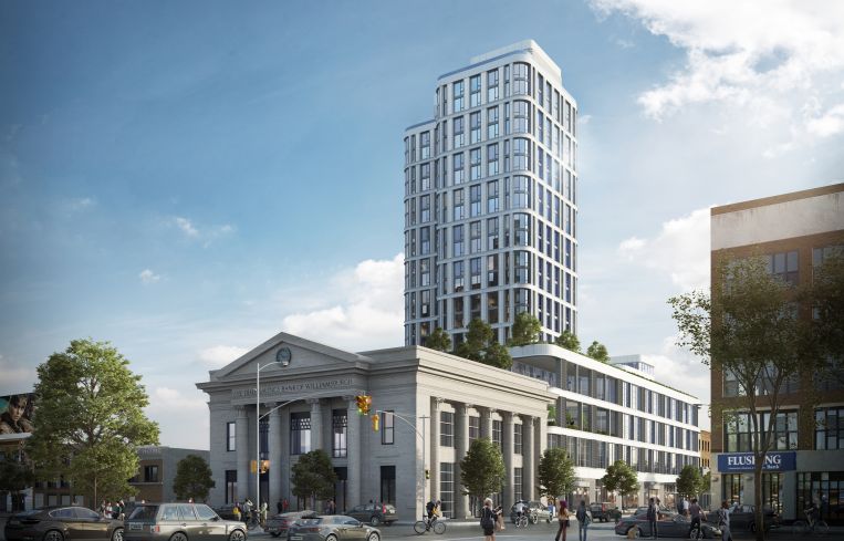 A rendering of the Dime, a new mixed-use development under construction at 263 South 5th Street in Williamsburg.