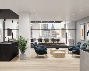 William Kaufman Organization reclaimed a floor at 77 Water Street after Goldman Sachs moved out and renovated it into prebuilt suites.
