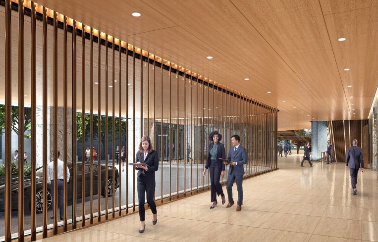 The 2.9-million-square-foot building will have a porte cochere, otherwise known as a covered driveway, with valet parking for cars and bikes.