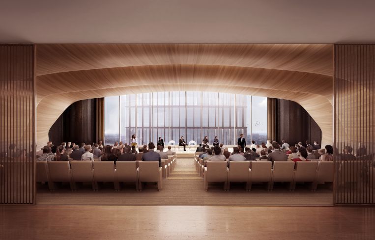 A 300-seat auditorium on the 31st floor will be available to all the tenants in the building.