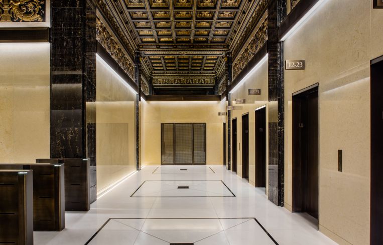 Carlton oversaw the redesign of the lobby at 100 Broadway.