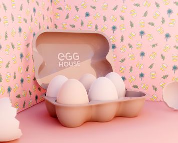 A life-size replica perfect for social media posting at the entrance of Egg House L.A.